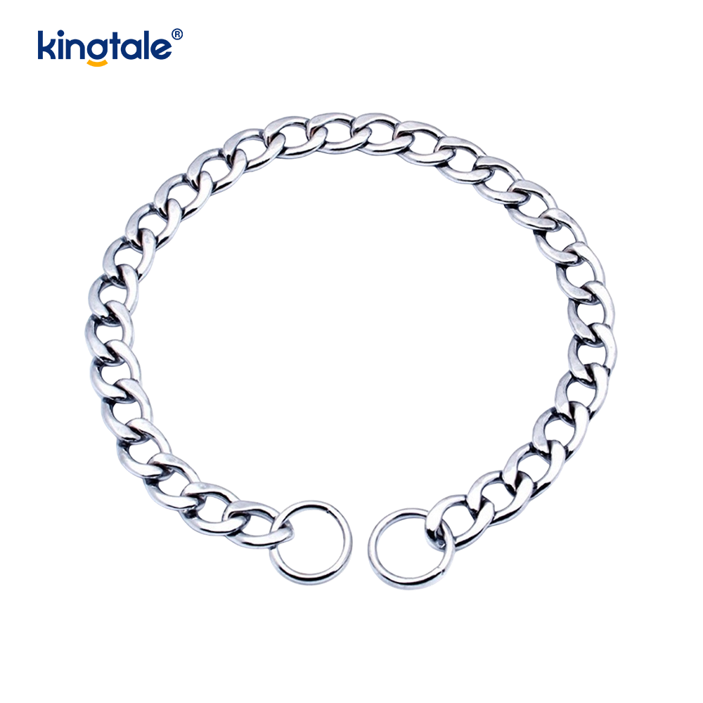 Collar de perro de cadena de estrangulamiento de perro de metal plano cromado para mascotas