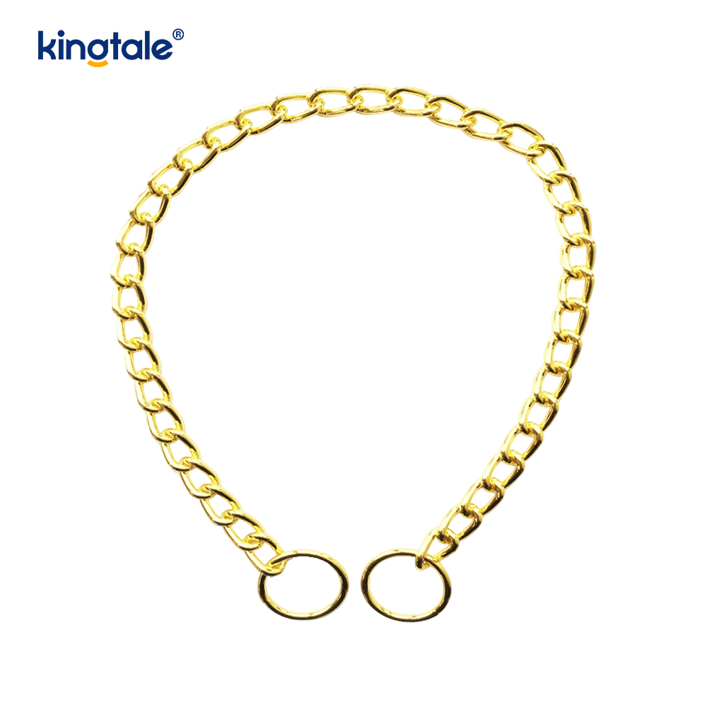 Collar de cadena de perro con cadena de estrangulamiento de metal grande para mascotas doradas para pequeños, medianos y grandes
