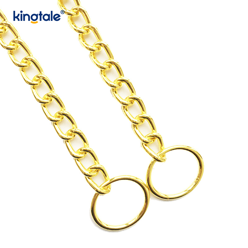 Collar de cadena de perro con cadena de estrangulamiento de metal grande para mascotas doradas para pequeños, medianos y grandes