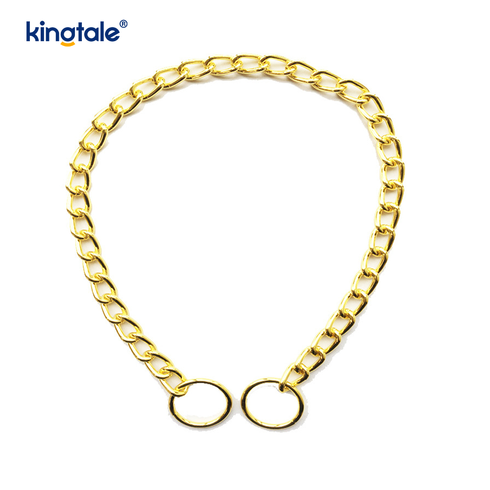 Collar de cadena de perro con cadena de estrangulamiento de metal grande para mascotas doradas para pequeños, medianos y grandes