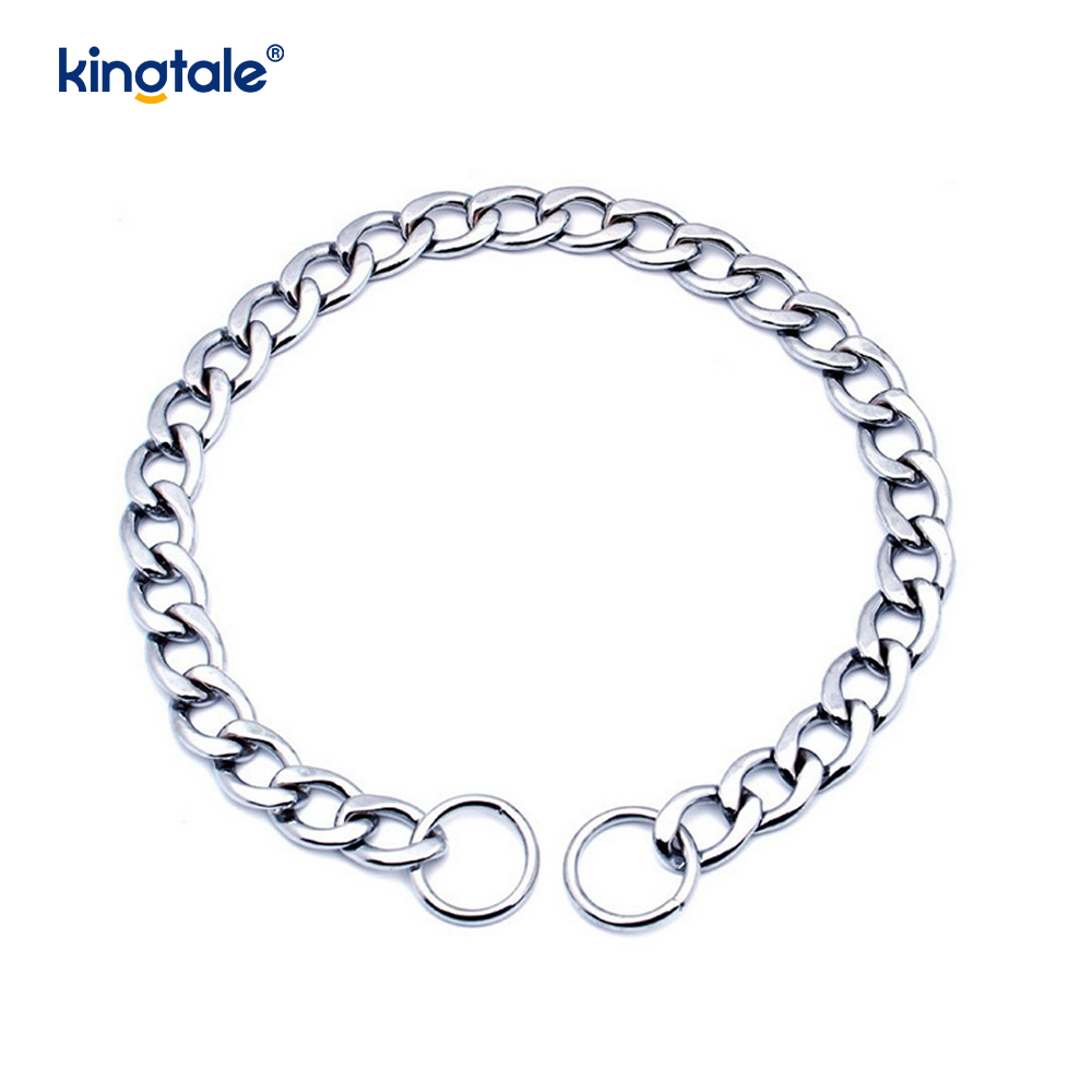Collar de perro de cadena de estrangulamiento de perro de metal plano cromado para mascotas