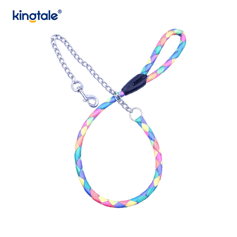 Chewproof Dog Leash Strong Rope with Anti-Chewing Chain for M L Dogs 