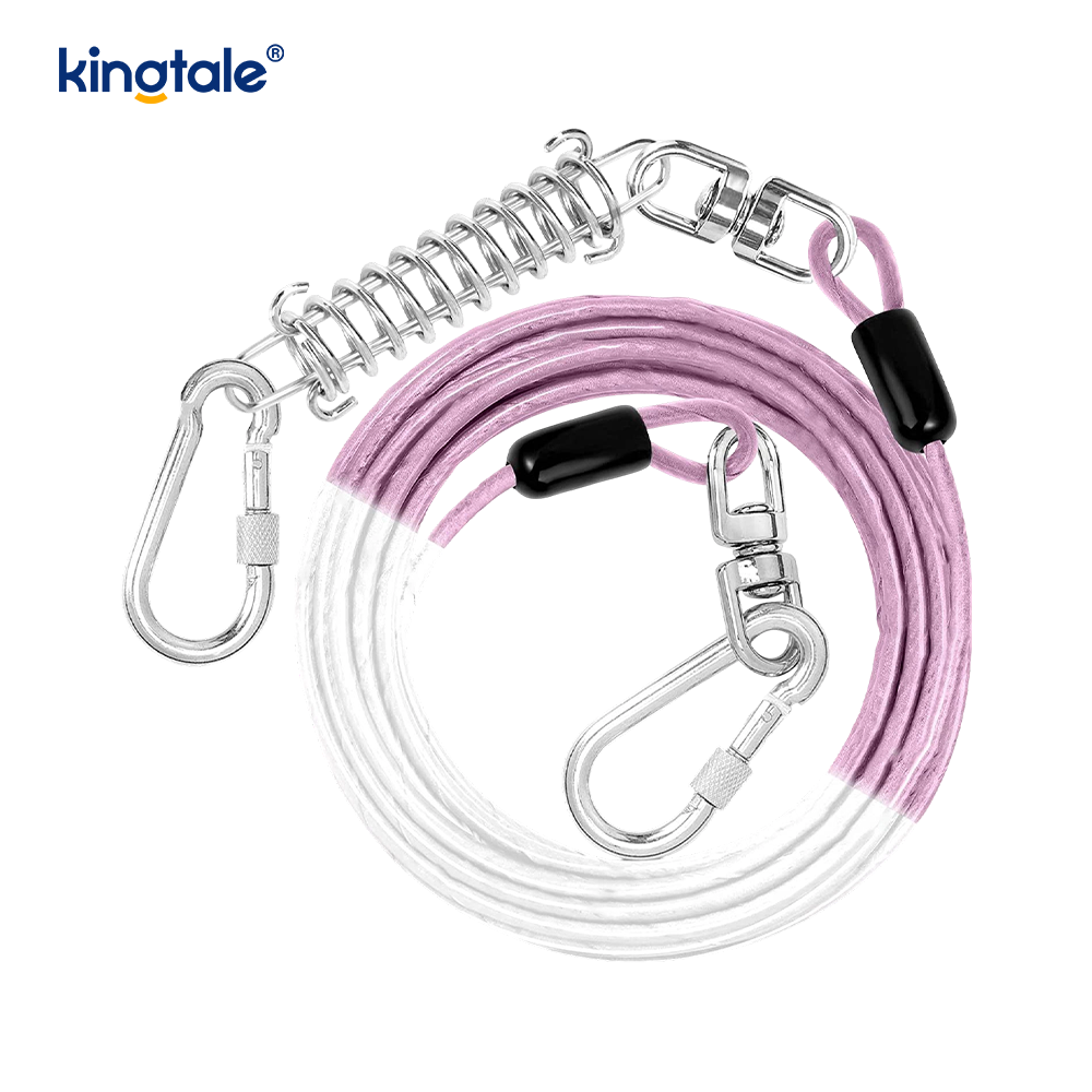 Cable de amarre para perros Correa exterior Cable de metal con resorte Clips giratorios de 360°