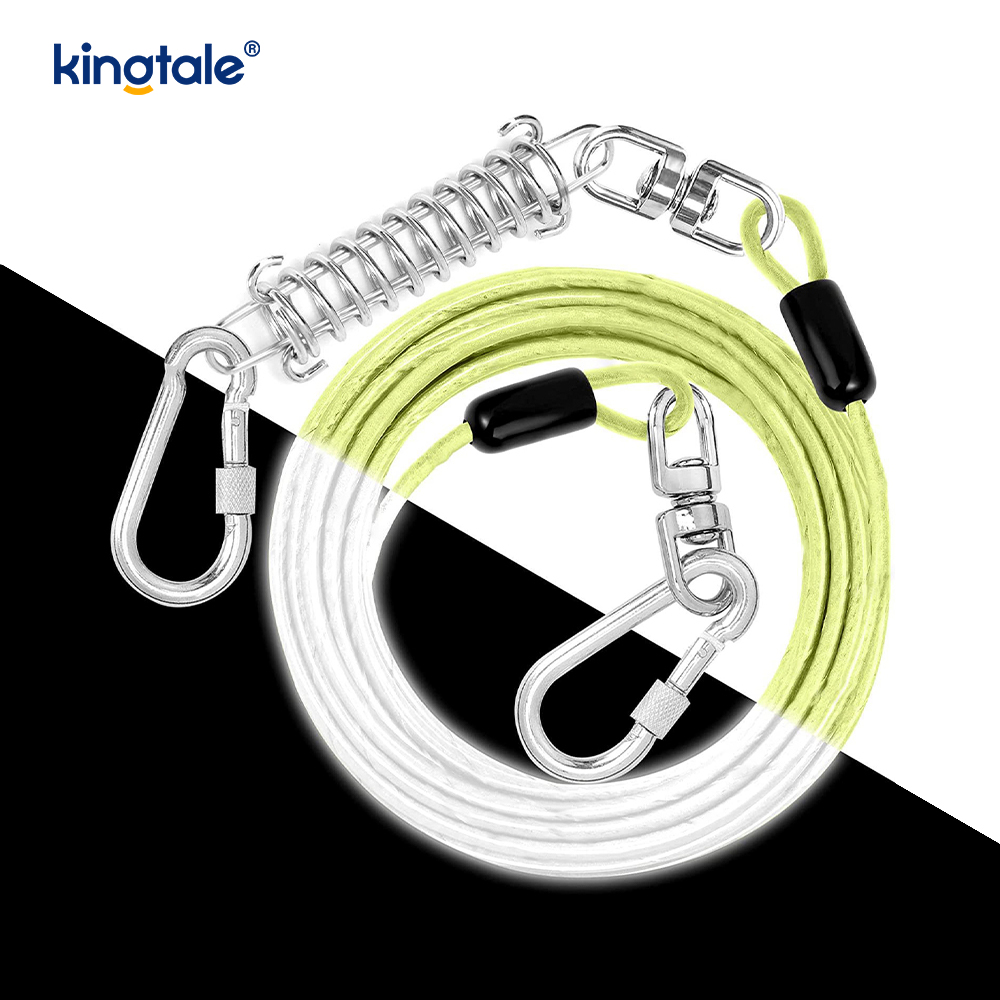 Cable de amarre para perros Correa exterior Cable de metal con resorte Clips giratorios de 360°