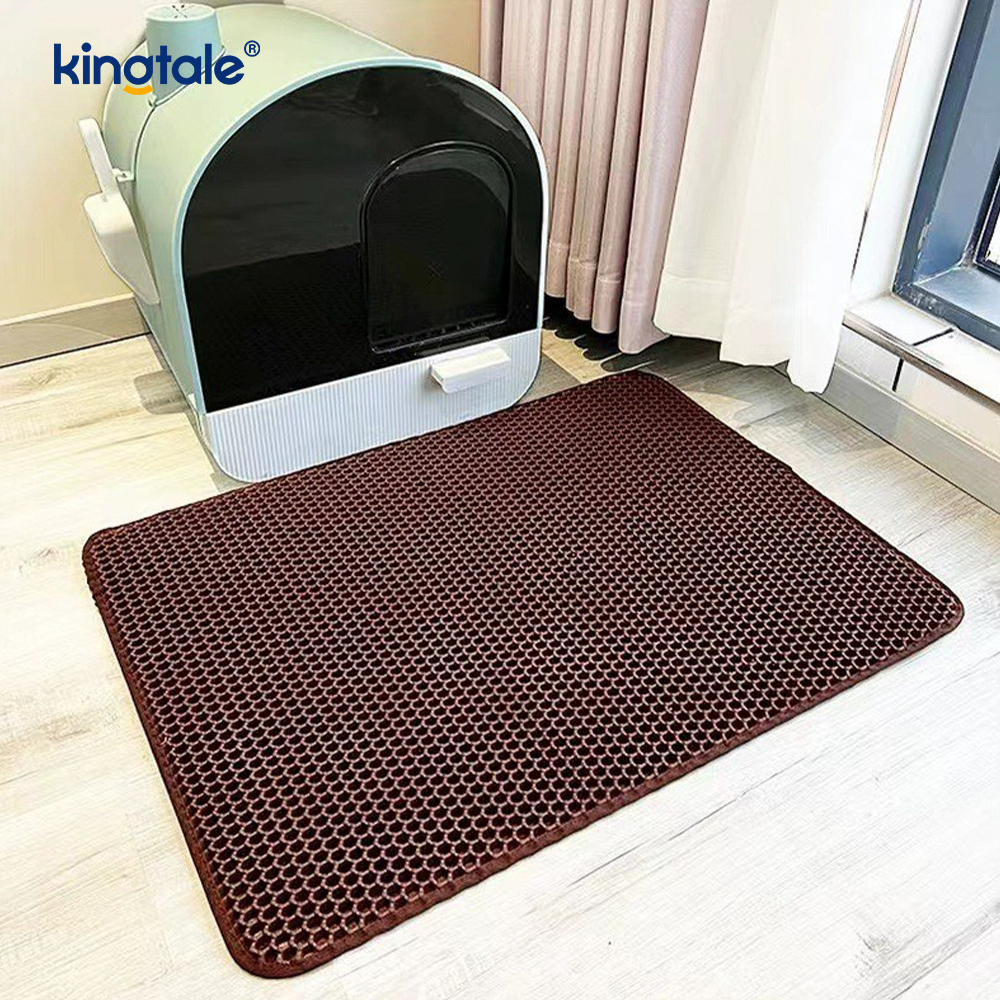 Estera para arena para gatos, estera grande para atrapar arena para gatos en forma de panal de doble capa
