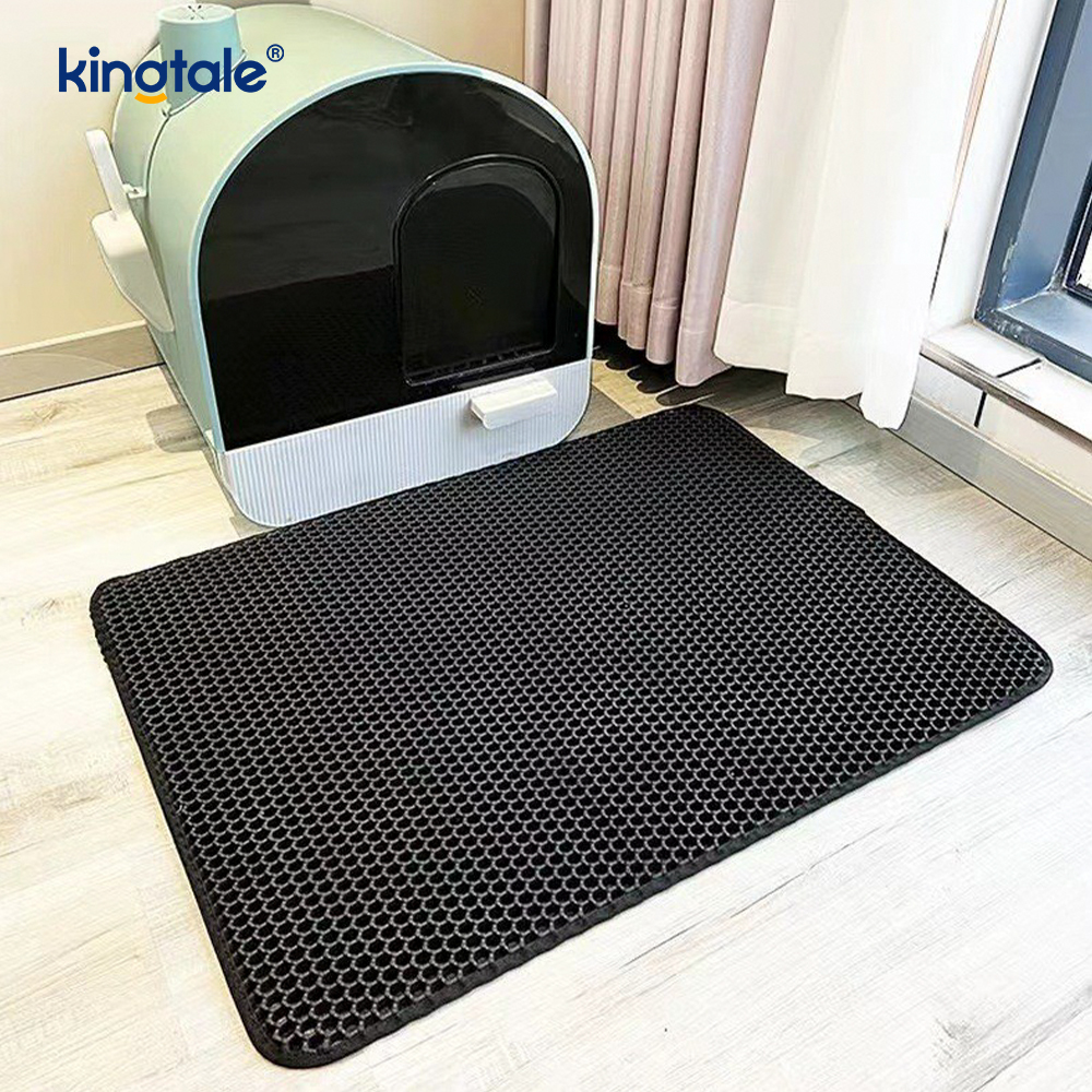 Estera para arena para gatos, estera grande para atrapar arena para gatos en forma de panal de doble capa