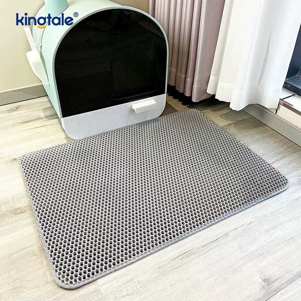 Estera para arena para gatos, estera grande para atrapar arena para gatos en forma de panal de doble capa