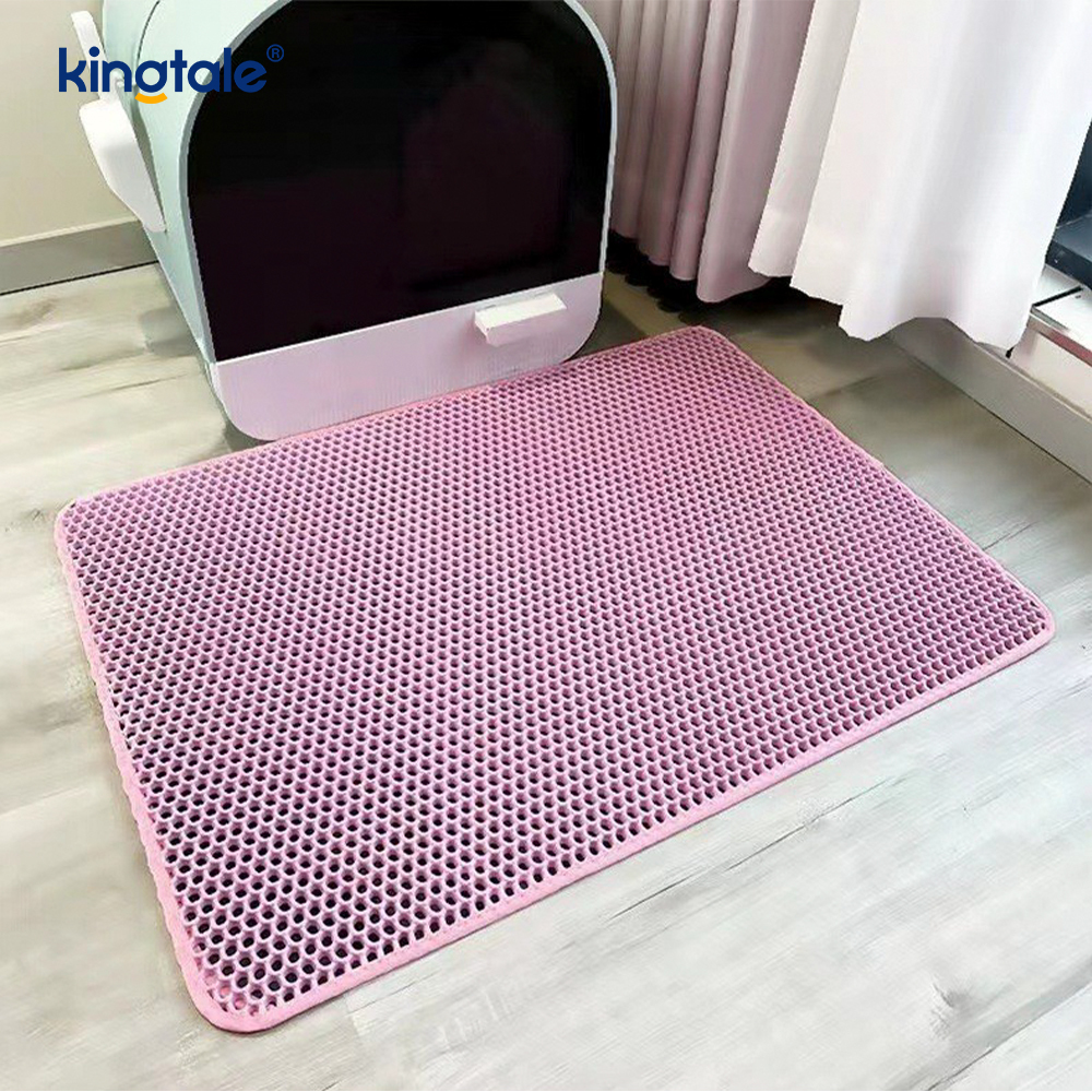 Estera para arena para gatos, estera grande para atrapar arena para gatos en forma de panal de doble capa