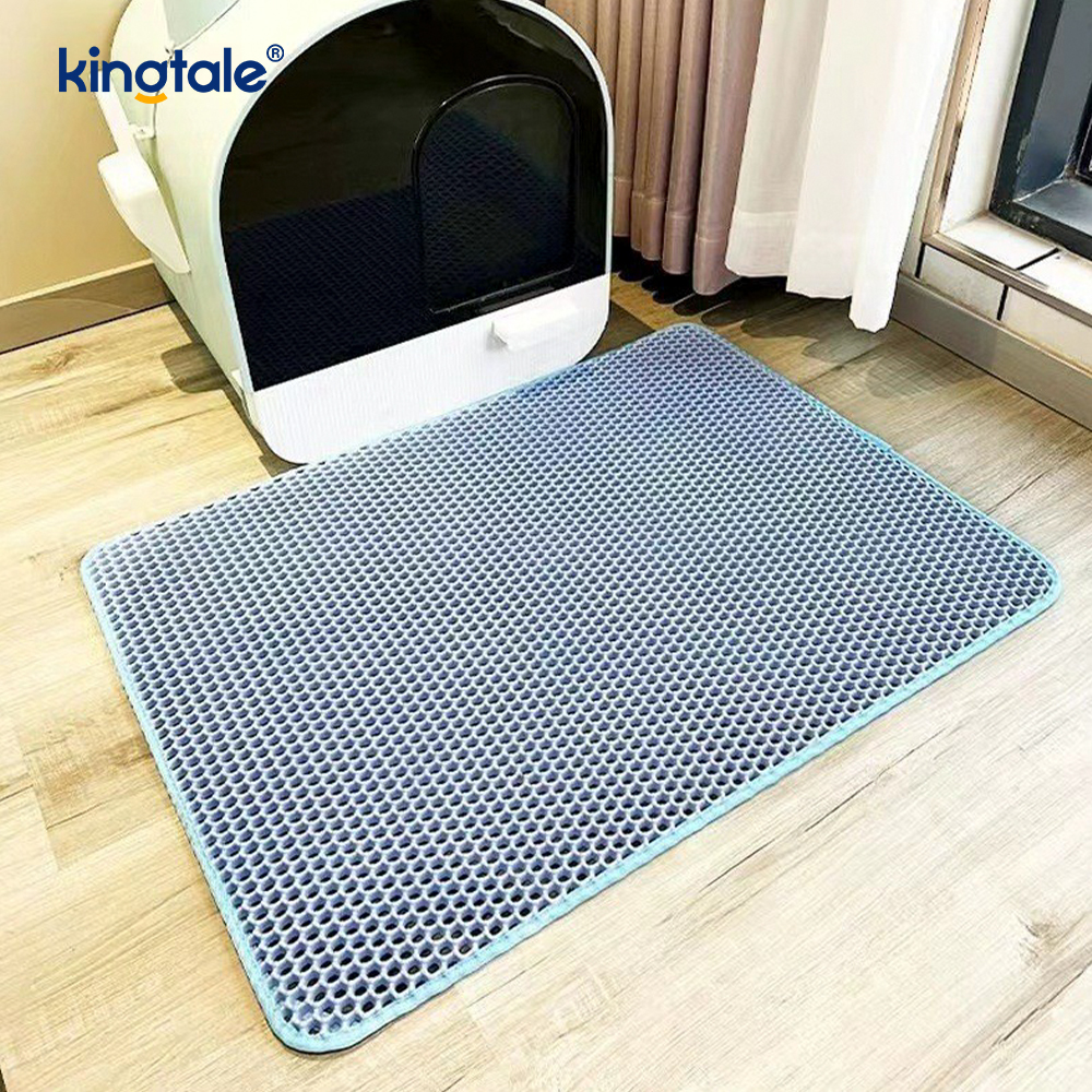 Estera para arena para gatos, estera grande para atrapar arena para gatos en forma de panal de doble capa