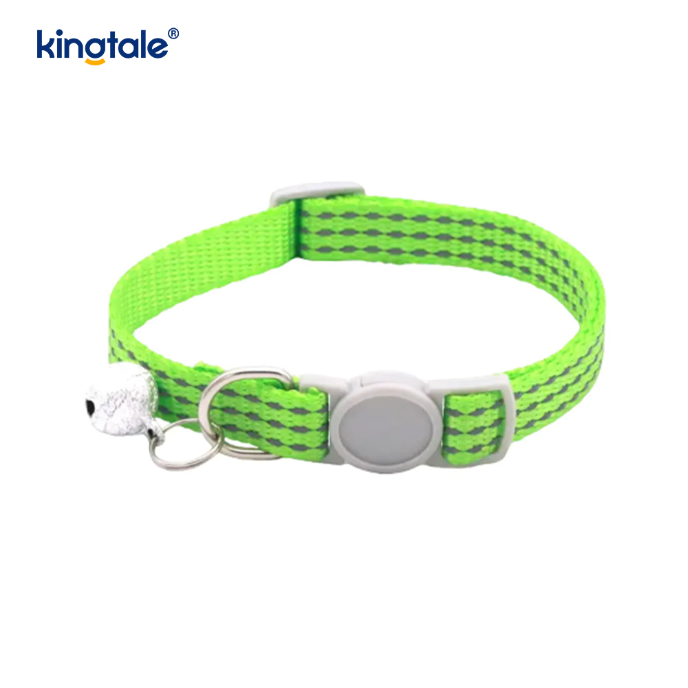Collar de nailon ajustable y ligero con tira nocturna de alta visibilidad para gatos de niño y niña