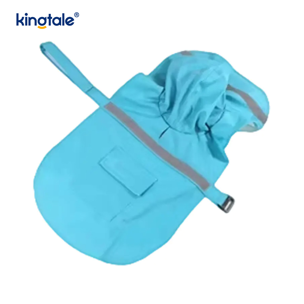 Chaqueta impermeable ajustable para perro con raya reflectante con orificio para correa
