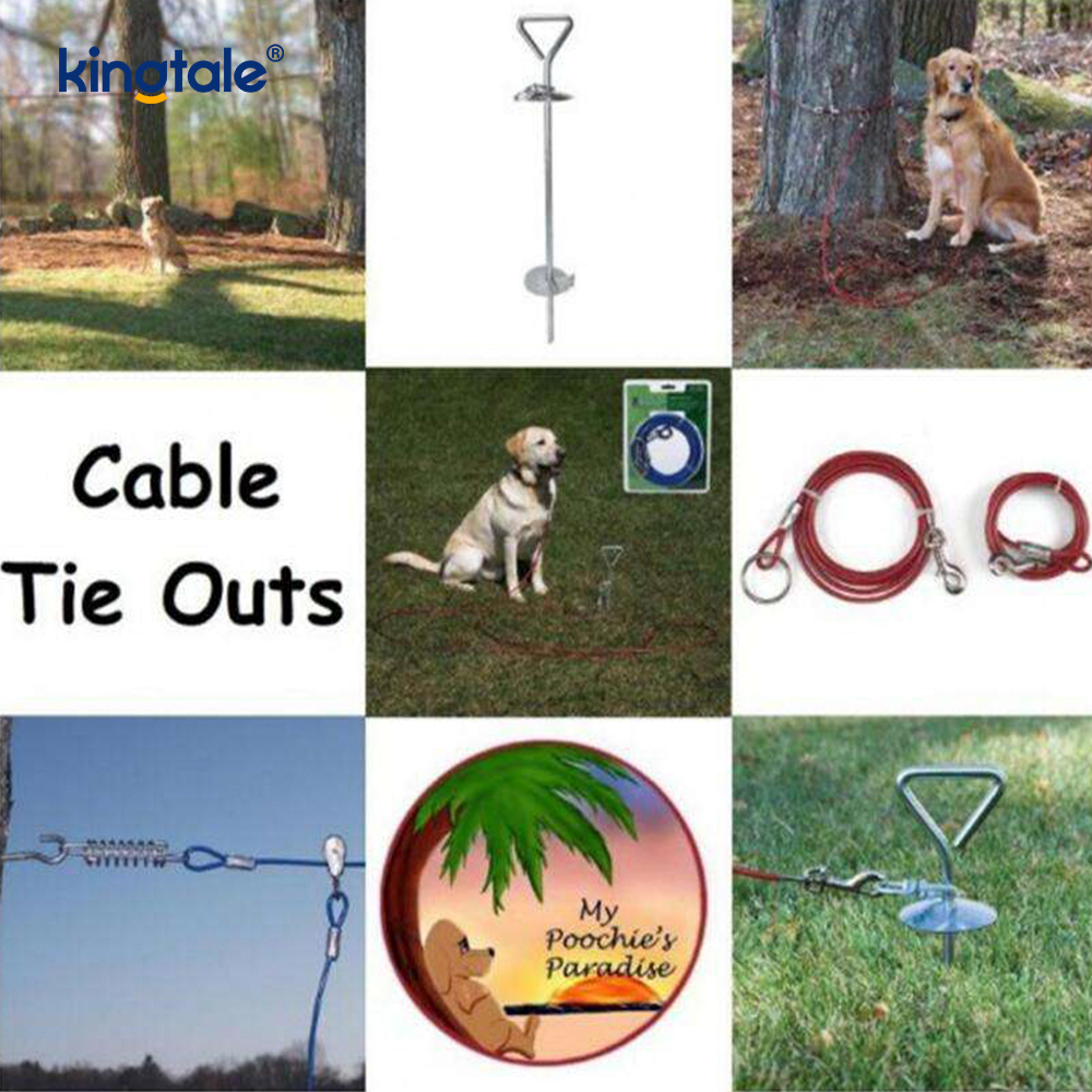 El perro revestido del alambre de acero del PVC de alto carbono ata el cable de la estaca y la estaca al aire libre