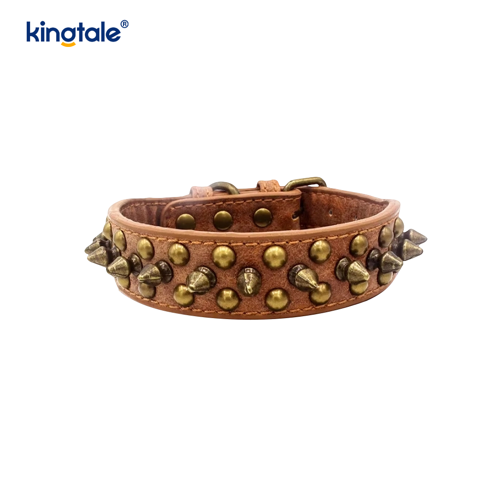 Collar para mascotas de PU con remaches antimordidas