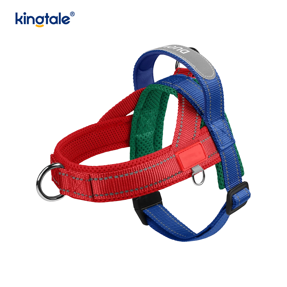 Arnés reflectante de nailon ajustable para perros, venta al por mayor personalizado, menos conjunto