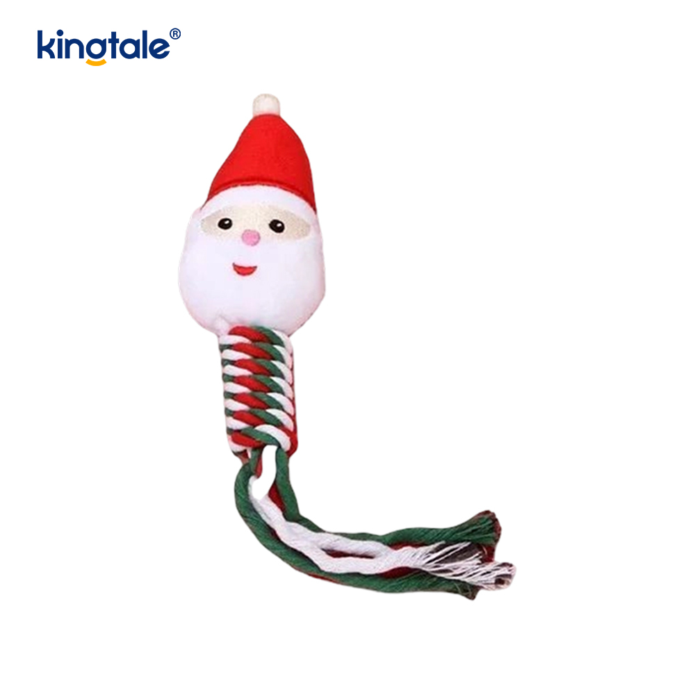 Juguete navideño de peluche con mordedor de cuerda de algodón