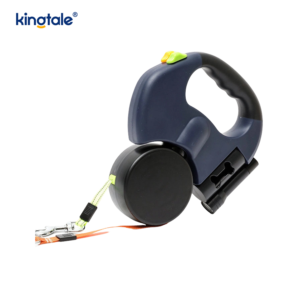 Correa para perro doble retráctil de 360 ​​grados con luz LED